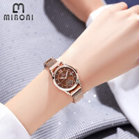 Đồng hồ nữ Miboni Phiên bản Hàn Quốc Đồng hồ đeo tay lưới đính kim cương hình trái tim Lịch nữ Đồng hồ đeo tay phát sáng Phụ nữ trực tiếp