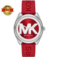 Đồng Hồ Nữ Michael Kors MK7144 Hoạ Tiết MK Silver Dây Silicone Đỏ 40mm