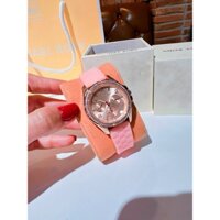 Đồng hồ nữ Michael Kors MK7375 Mini Pilot Pavé Rose Gold-Tone and Logo Silicone Watch, Authentic, Luxury diamond watch