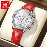 Đồng hồ nữ OLEVS 9933 đa chức năng Lịch ngày Ba mắt Sáu kim Chronograph dạ quang Chống nước