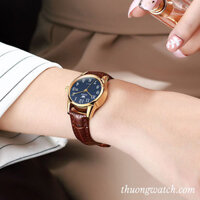 Đồng hồ nữ Olevs dây da mặt tròn nhỏ xanh sành điệu ĐHĐ32202