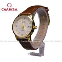 Đồng hồ Nữ Omega .n., dây da màu nâu, thời trang, sang trọng, chống nước, chống xước, siêu bền