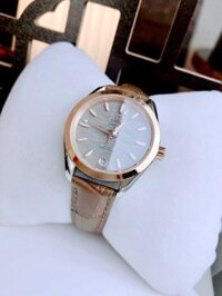 Đồng hồ nữ Omega Seamaster Aqua Terra day da mặt xám 34mm