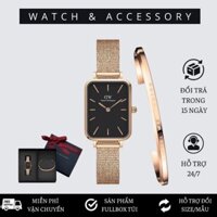 Đồng Hồ Nữ Quadro Pressed Melrose Black & Vòng Tay Classic Cuff V1 D_W Chính Hãng - DANIEL WATCH STORE VN