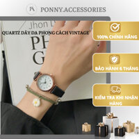 Đồng hồ nữ QUARTZ dây da mảnh đơn giản nhỏ gọn phong cách cổ điển vintagee phù hợp mọi lứa tuổi