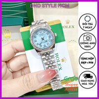 Đồng hồ nữ Rolex dây kim loại, đồng hồ rolex nữ mặt xanh nhẹ nhàng nữ tính cực xinh  - DndStyle