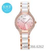 Đồng hồ nữ SK đồng hồ pin nữ Shengke mặt viền đá dây thạch anh thời trang thanh lịch Sinobi 9850 size 30mm