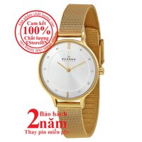 Đồng hồ nữ SKAGEN SKW2150 - Màu Vàng (Gold) mặt trắng size 30mm [bonus]