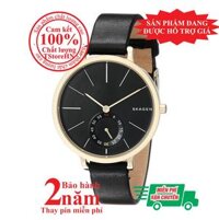 Đồng hồ nữ Skagen SKW2354 màu vàng (Gold) mặt đen (Black) size 34mm dây da- Model no: SKW2354 [bonus]