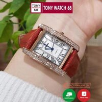 Đồng hồ nữ SKMEI dây da đỏ mặt vuông đính đá chính hãng Tony Watch 68 - ĐEN