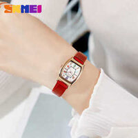Đồng hồ nữ Skmei dây da mặt chữ nhật oval size nhỏ đỏ quyến rũ ĐHĐ37003