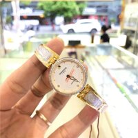 Đồng hồ nữ SUNRISE 9957SA Đính đá sang trọng Kính Sapphire chống xước chống nước tuy - Mặt trắng dây vàng