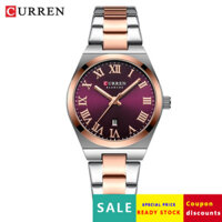 Đồng hồ nữ thời trang thể thao Curren/Karen 9095, đồng hồ lịch thời trang, đồng hồ dây thép thông thường cho phụ nữ UDU7