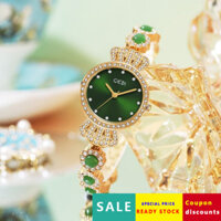 Đồng hồ nữ thời trang thể thao Gedi Niche Vintage 2025, đồng hồ cao cấp nhẹ nhàng, đồng hồ thạch anh ngọc bích chống nước với vương miện kim cương đầy đủ G0B7