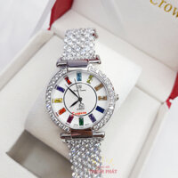 Đồng Hồ Nữ Trang Sức Chính Hãng Royal Crown 4604 Đá Phong Thủy - Size 36mm - Kính Sapphire - Dây Đính Đá Thời TrangCao C
