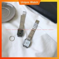 Đồng Hồ Nữ Ulzzang Dây Thép Mặt Vuông Không Gỉ Màu Bạc Thanh Lịch