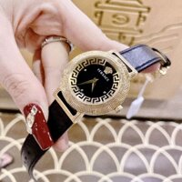 Đồng Hồ Nữ Versace Greca Chic Mặt Siz 36mm Máy Quartz (Pin) Thuy Kính Sapphire Dây Da Đen