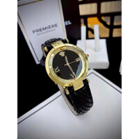 Đồng Hồ Nữ Versace Mặt Tròn Dây Da Máy Quartz (Pin) Thuy Kính Sapphire Dây Da Đen Mặt Đen Siz 35mm