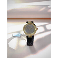 Đồng Hồ Nữ Versace Mặt Tròn Dây Da Máy Quartz (Pin) Thuy Kính Sapphire Dây Da Đen Siz 35mm