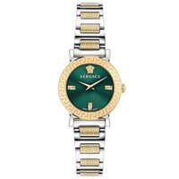 Đồng Hồ Nữ Versace Petit Dây Kim Loại Demi Vàng Mặt Xanh Size 28mm VE6M00322