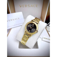 Đồng Hồ Nữ VERSACE PETIT VE6M00622 Mặt Tròn Siz 28mm Máy Thuỵ Quartz (Pin) Dây Thép Không Gỉ Vàng Gold Mặt Đen