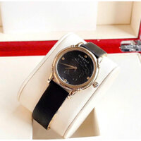 Đồng Hồ Nữ Versace Safety Pin watch Máy Quartz (Pin) Kính Khoáng Mặt Tròn Siz 34 Dây Da Đen Full Box