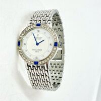 Đồng hồ nữ VIP hiệu VALENTINO DOMANI FINE PLATINUM 999.9 niềng đính ngọc lục bảo xanh [Chính hãng/Nhật bãi]