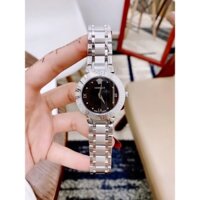 Đồng hồ Nữ VS mặt đen chạy pin máy nhât size 34mm dây kim loại trắng