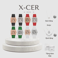 Đồng hồ nữ X-Cer mặt vuông full đá phối dây da sang chảnh - B0593