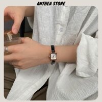 Đồng hồ nữ Yuhao mặt vuông nhỏ cổ điển dây da bóng vintage YHV01