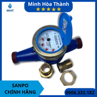 Đồng hồ nước Sanpo vành inox mạ đồng DN15 - phi 21 - Chính hãng