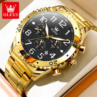 Đồng hồ Olevs 9969 (nguyên bản 100% + hộp gốc miễn phí) Đồng hồ thạch anh đa chức năng Đồng hồ nam chống thấm nước sang trọng