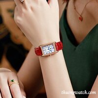 Đồng hồ olevs nữ dây da mặt chữ nhật size nhỏ đỏ ĐHĐ42101