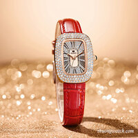 Đồng hồ olevs nữ dây da mặt chữ nhật nhỏ đính đá đỏ ĐHĐ42204