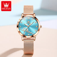 Đồng hồ Olevs Original Chống nước 100% Đồng hồ nữ Thép không gỉ Hoa hồng Đồng hồ thạch anh Đồng hồ nữ thanh lịch dạ quang 5530