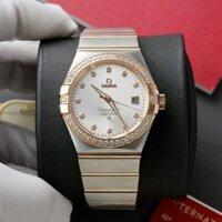 Đồng Hồ Omega Constellation Co-Axial Fake Thụy Sỹ Demi Vàng Hồng Mặt Trắng 38mm