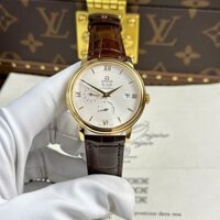Đồng Hồ Omega De Ville Prestige Power Reserve Rep 1 1 Mạ Vàng Dây Da 39.5mm