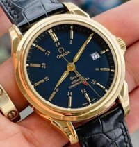 Đồng hồ Omega DeVille 18k gold blue dial Co-Axial Chronometer 38.7mm GMT