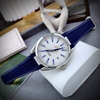 Đồng hồ Omega máy cơ Nhật Seamaster dây cao su màu xanh 43mm