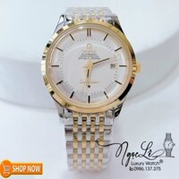 Đồng Hồ Omega Nam Máy Cơ Tự Động Dây Kim Loại Màu Demi Vàng Mặt Trắng Size 40mm