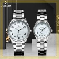 Đồng hồ oshrzo nam nữ thời trang cặp đôi đồng hồ thạch anh dây thép đơn giản