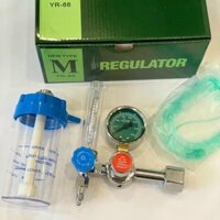 Đồng hồ oxy y tế đo áp suất bình khí Regulator (có bình làm ẩm),dây oxy và đồng hồ đo oxy