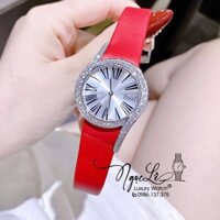 Đồng Hồ Piaget Nữ Dây Da Lụa Màu Đỏ Mặt Số La Mã Đính Đá Size 32mm