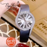Đồng Hồ Piaget Nữ Dây Da Lụa Màu Xám Grey Mặt Số La Mã Đính Đá Size 32mm