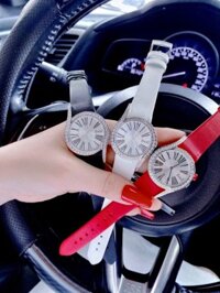 Đồng hồ Piaget nữ mặt tròn đính đá dây da lụa satin 3 màu 32mm