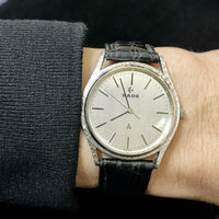 Đông hồ pin bạc đúc 925 nam hiệu RADO Vintage niềng hoạ tiết đẹp 34mm - Thuỵ Sỹ [Chính hãng/Nhật bãi]