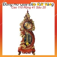 Đồng hồ quả đào phòng khách gỗ hương rát vàng cao 110cm