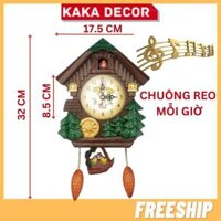 Đồng hồ quả lắc treo tường có CHUÔNG REO, đồng hồ treo tường hoạt hình đẹp mái nhà cho bé trang trí phòng