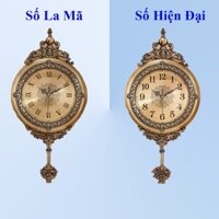 Đồng hồ quả lắc treo tường tân cổ điển số La Mã và số hiện đại, Đồng hồ treo tường decor phòng khách và quà tặng tân gia