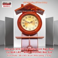 Đồng Hồ QUẢ LẮC và NHẠC CHUÔNG Báo Giờ bằng GỖ Tự Nhiên hình NGÔI NHÀ S4, Tặng Pin Maxell – Bảo Hành 1 Năm